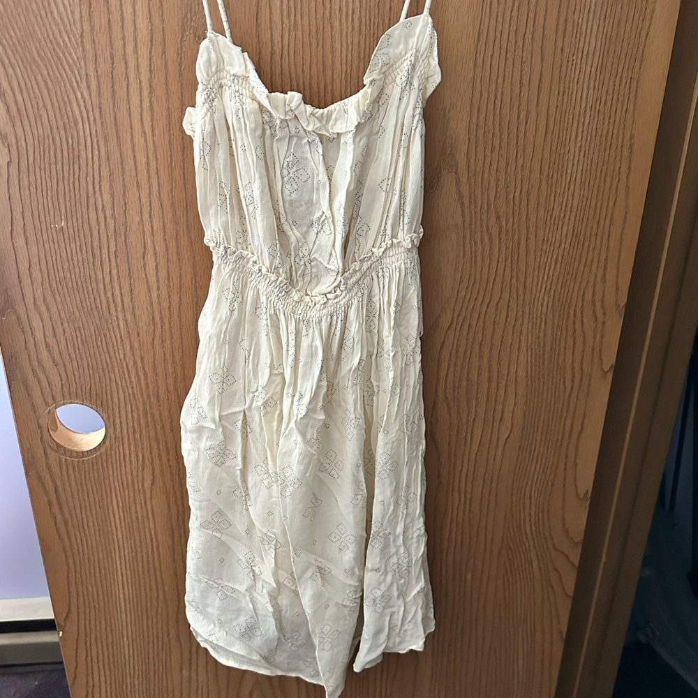 Free People Cream Ruffle Slip
